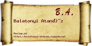 Balatonyi Atanáz névjegykártya